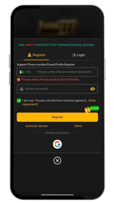 How to Register on Jami 777 Game